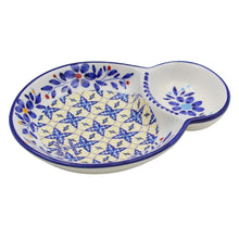 Load image into Gallery viewer, Traditional Tile Azulejo Yellow & Blue Ceramic Olive Dish with Pit Holder, Tomar