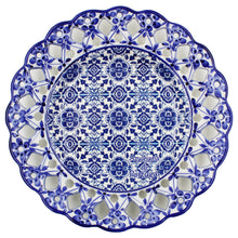 Load image into Gallery viewer, Hand-Painted Traditional Floral Blue Tile Azulejo 11" Decorative Plate