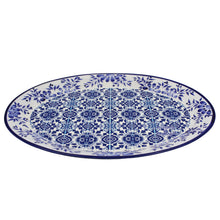 Load image into Gallery viewer, Traditional Blue Tile Azulejo Floral Ceramic Oval Platter