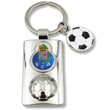 Load image into Gallery viewer, FC Porto Metal Keychain with Embossed Club Crest and Soccer Ball Charm