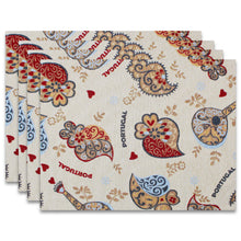 Load image into Gallery viewer, Traditional Portuguese Icons Beige Placemat Set – Decorative Cotton Blend, Set of 4
