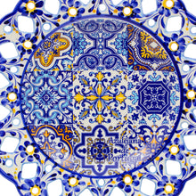 Load image into Gallery viewer, Portuguese Azulejo Decorative Ceramic Plate – Traditional Blue and Yellow Tile Design, 11" Diameter