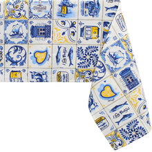 Load image into Gallery viewer, Portuguese Icons 100% Cotton Tablecloth - Azulejo Inspired Design with Landmarks & Traditional Symbols