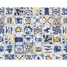 Load image into Gallery viewer, Portuguese Icons 100% Cotton Tablecloth - Azulejo Inspired Design with Landmarks & Traditional Symbols
