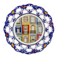 Load image into Gallery viewer, Hand-Painted Traditional Floral Portuguese Windows 9.5" Decorative Plate