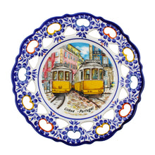 Load image into Gallery viewer, Hand-Painted Traditional Floral Portuguese Lisbon Tram 9.5" Decorative Plate