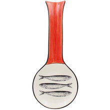 Load image into Gallery viewer, Portuguese Ceramic Spoon Rest with Sardine Design - Red Handle
