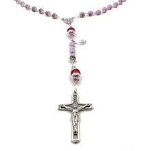 Load image into Gallery viewer, Handmade Bohemian Glass Beads Purple Our Lady of Fatima Rosary