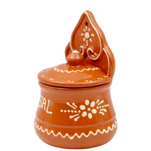 Load image into Gallery viewer, Portuguese Terracotta Salt Holder with Lid – Traditional Hand-Painted Design