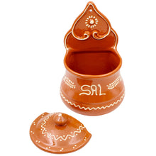 Load image into Gallery viewer, Portuguese Terracotta Salt Holder with Lid – Traditional Hand-Painted Design