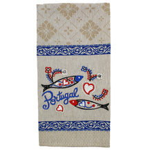 Load image into Gallery viewer, Traditional Portuguese Sardine Blue & Beige Cotton Kitchen Dish Towel, Set of 2