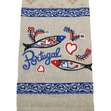 Load image into Gallery viewer, Traditional Portuguese Sardine Blue & Beige Cotton Kitchen Dish Towel, Set of 2