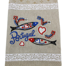 Load image into Gallery viewer, Traditional Portuguese Sardine White & Beige Cotton Kitchen Dish Towel, Set of 2