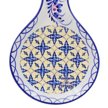 Load image into Gallery viewer, Traditional Tile Azulejo Yellow & Blue Ceramic Spoon Rest Utensil Holder, Tomar