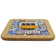 Load image into Gallery viewer, Traditional Portugal Yellow Tram Tile Cork Trivet