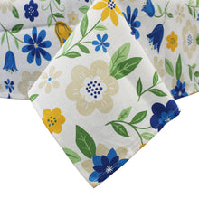 Load image into Gallery viewer, 100% Cotton Tablecloth with Blue, Yellow, and Beige Floral Pattern – Made in Portugal