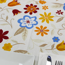 Load image into Gallery viewer, 100% Cotton Tablecloth with Blue, Orange, and Red Floral Pattern – Made in Portugal