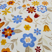Load image into Gallery viewer, 100% Cotton Tablecloth with Blue, Orange, and Red Floral Pattern – Made in Portugal
