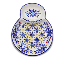 Load image into Gallery viewer, Traditional Tile Azulejo Yellow & Blue Ceramic Olive Dish with Pit Holder, Tomar