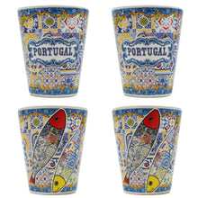 Load image into Gallery viewer, Traditional Portuguese Icons Tile Azulejo Ceramic Shot Glasses, Set of 4