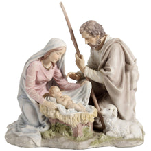 Load image into Gallery viewer, Holy Family Nativity Figurine – Mary, Joseph, Baby Jesus & Lamb