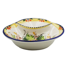 Load image into Gallery viewer, Large Traditional Hand-Painted Yellow Floral Olive Dish with Pit Holder