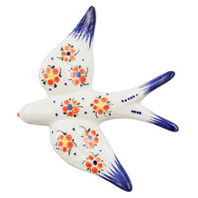 Load image into Gallery viewer, Set of 2 Hand-Painted Ceramic Swallows – Red and Orange Floral Wall Decor