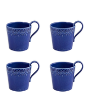 Load image into Gallery viewer, Bordallo Pinheiro Rua Nova Indigo Mug, Set of 4