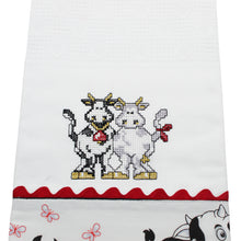 Load image into Gallery viewer, 100% Cotton Decorative Kitchen Dish Towel with Border - Made in Portugal - Cows