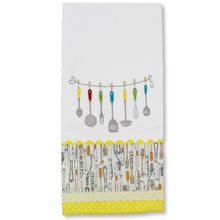 Load image into Gallery viewer, 100% Cotton Decorative Kitchen Dish Towel with Border - Made in Portugal - Cutlery Yellow