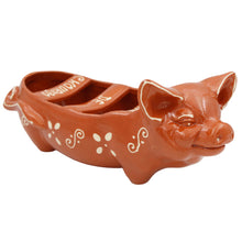 Load image into Gallery viewer, Traditional Portuguese Clay Terracotta Hand-Painted Happy Pig Sausage Roaster