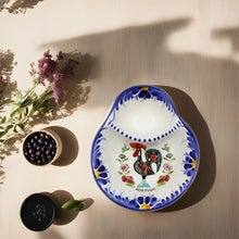 Load image into Gallery viewer, Traditional Rooster Galo Barcelos Floral Ceramic Olive Dish with Pit Holder