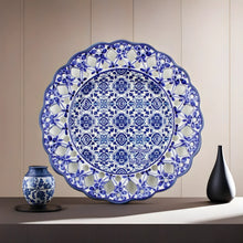 Load image into Gallery viewer, Hand-Painted Traditional Floral Blue Tile Azulejo 11" Decorative Plate