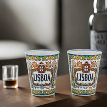 Load image into Gallery viewer, Lisbon Portugal Traditional Icons Shot Glasses, Set of 2