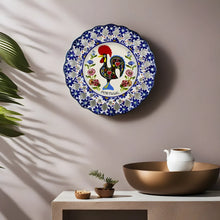 Load image into Gallery viewer, Hand-Painted Traditional Portuguese Blue Floral Rooster 11" Decorative Plate