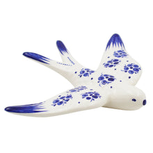 Load image into Gallery viewer, Set of 2 Hand-Painted Ceramic Swallows – Blue Floral Design Wall Decor