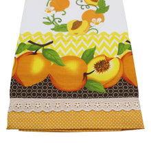 Load image into Gallery viewer, 100% Cotton Decorative Kitchen Dish Towel with Border - Made in Portugal - Peaches Orange