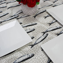 Load image into Gallery viewer, 100% Cotton Portuguese Sardines and Cobblestone Made in Portugal Tablecloth
