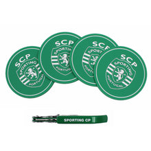 Load image into Gallery viewer, Sporting CP SCP Portuguese Soccer Silicone Drinkware 4 Coasters and Corkscrew Set