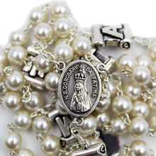 Load image into Gallery viewer, Our Lady of Fatima Pearl Rosary with Fatima Letters