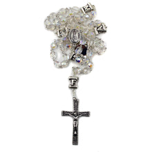 Load image into Gallery viewer, Our Lady of Fatima Clear Glass Rosary with Fatima Letters