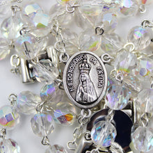 Load image into Gallery viewer, Our Lady of Fatima Clear Glass Rosary with Fatima Letters