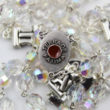 Load image into Gallery viewer, Our Lady of Fatima Clear Glass Rosary with Fatima Letters