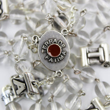 Load image into Gallery viewer, Our Lady of Fatima White Glass Rosary with Fatima Letters
