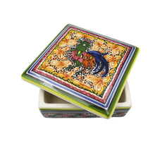 Load image into Gallery viewer, Coimbra Ceramics Hand-painted Decorative Square Box with Lid XVII Cent Recreation #209