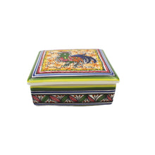 Load image into Gallery viewer, Coimbra Ceramics Hand-painted Decorative Square Box with Lid XVII Cent Recreation #209