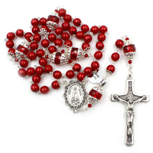 Load image into Gallery viewer, Handmade Bohemian Red Glass Beads Our Lady of Fatima Rosary