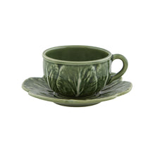 Load image into Gallery viewer, Bordallo Pinheiro Cabbage Tea Cup and Saucers, Set of 4