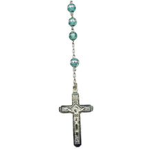 Load image into Gallery viewer, Our Lady of Fatima Clear Aqua Shiny Beads Rosary