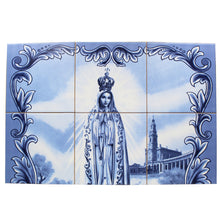 Load image into Gallery viewer, Our Lady of Fatima Apparition Blue Portuguese Ceramic Tile Art Wall Panel Mural Decor